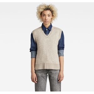 Vest - Geribbeld - Mouwloos - Zwart - Gebreid Vlechtpatroon