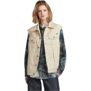 G-star Oversized Denim Vest Beige Vrouw