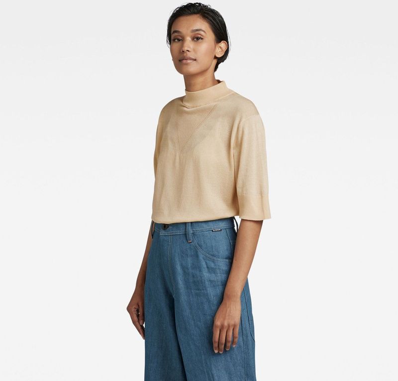 G-STAR RAW - Core Mock - Damestrui - Beige - Halve Mouwen