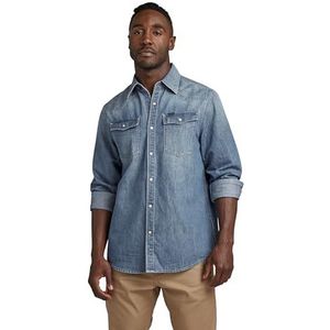 G-STAR RAW Men's 3301 Straight Shirt, Blue (Faded Cadet Blue D12698-D303-D890), S, blauw (Faded Cadet Blue D12698-d303-d890), S