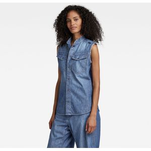 G-star - D23320-D307 - Mouwloos Shirt - Slanke Pasvorm - Lichtgewicht Illinois Chambray