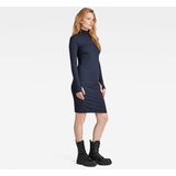 Jerseyjurken - Hooggesloten Hals - Lange Mouwen - Langer Gesneden - Knielang