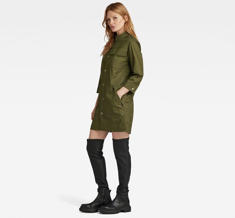 Shirtjurken - Opstaande Kraag - 3/4 Mouwen - Split - Zijzakken - Borstzakken