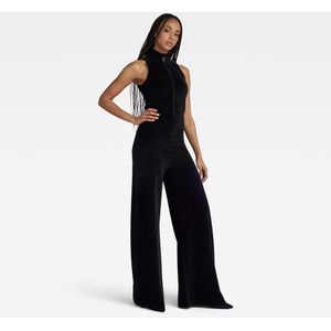 Jumpsuit - Velvet - Mouwloos - Fluweel - Zwart - Katoen/Polyester