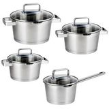 Sola Diamond Pannenset Inductie - 4 Delig - Ø 16,16,18,20 cm - RVS Pannen met afgiet - Kookpannen - Zilver