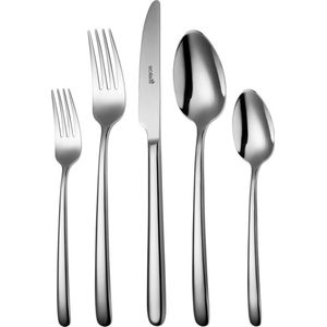 Sola Bestek Set Donau - 24 Delig Bestekset 6 Persoons - Modern - Vaatwasserbestendig - Zilverwit Premium Edelstaal 18/10 RVS - Zilver