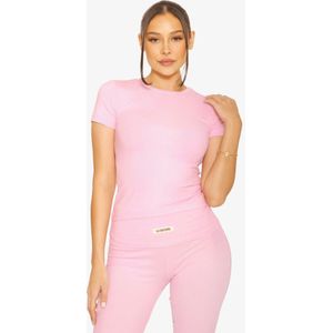 De La Sisters - Short Sleeve Lounge Top - Pink - 92% Rayon 8% Spandex