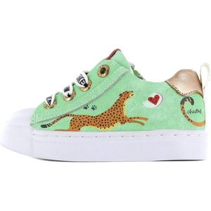 Shoesme mintgroene sneaker met luipaardprint