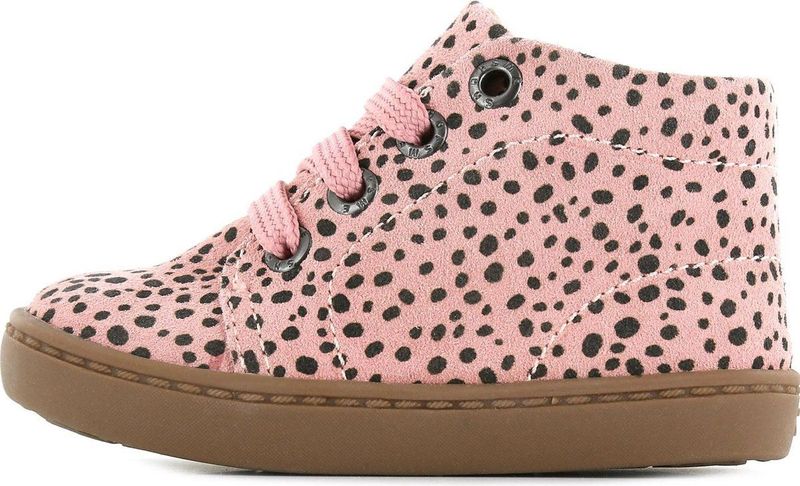 Baby Enkelboots Meisjes Pink Black Dots Leer Shoesme