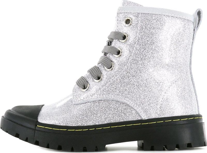 Shoesme zilvermetallic lage bikerboot met stootn