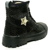 Shoesme - Meisjes Veterboot - Suède - Glitter - Rubberen Zool