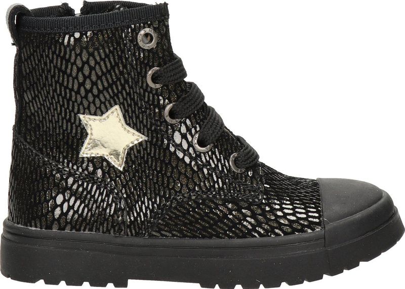 Shoesme - Meisjes Veterboot - Suède - Glitter - Rubberen Zool