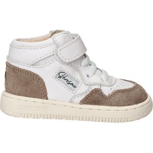 Shoesme Baby-Proof Sneakers Junior - Wit - Donkergrijs/Donkergroen - Leer/Textiel/Rubber