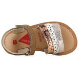 Shoesme - Leren Sandalen - Cognac - Klittenbandsluiting - Platte Zool