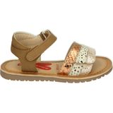 Shoesme - Leren Sandalen - Cognac - Klittenbandsluiting - Platte Zool