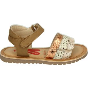 Shoesme - Leren Sandalen - Cognac - Klittenbandsluiting - Platte Zool