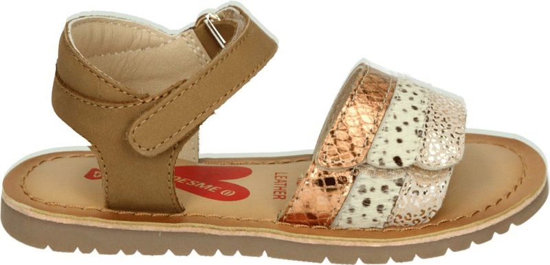 Shoesme - Leren Sandalen - Cognac - Klittenbandsluiting - Platte Zool