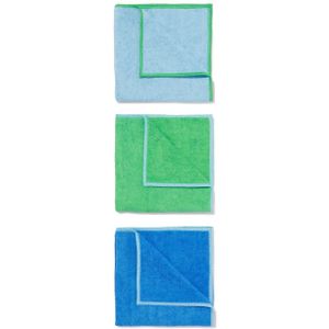 HEMA Microvezeldoekjes 35x35 Groen/blauw - 3 Stuks
