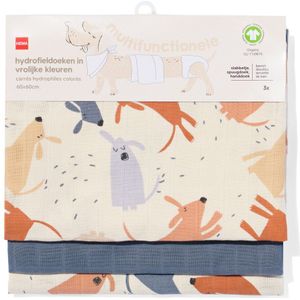 HEMA Hydrofieldoeken 60x60 Structuur Hond - 3 Stuks