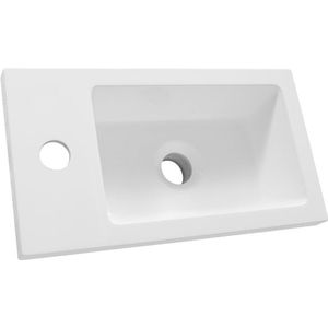 BRAUER Bologna Fonteinbakje - Wit - Mineraalmarmer - 40cm - 1 Kraangat
