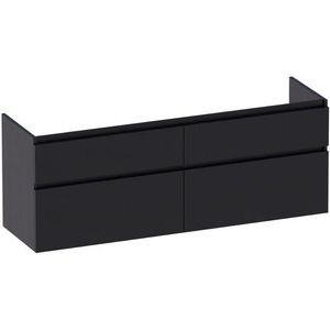 Saniclass Advance Wastafelonderkast - 160x46x60cm - 4 softclose greeploze lades - 2 sifonuitsparingen - en MFC - black wood OK-AD160BW