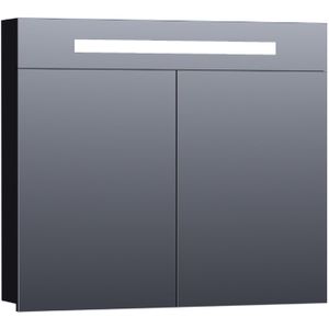 BRAUER Promise spiegelkast - 80x70x15cm - met directe verlichting - 2 enkelzijdige spiegeldeuren - mat zwart SK-PR80MZ