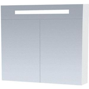 Brauer Promise Deluxe Spiegelkast 80x70cm LED Verlichting Boven - Hoogglans Wit - Spiegels - Spiegelkasten - 8720359342973