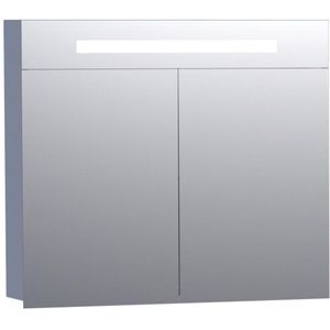 Saniclass Double Face Spiegelkast - 80x70x15cm - verlichting - geintegreerd - 2 links- rechtsdraaiende spiegeldeur - MDF - mat wit 7548