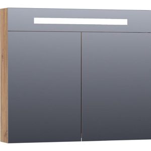 BRAUER Promise Deluxe spiegelkast - 80x70x15cm - met directe verlichting - 2 dubbelzijdige spiegeldeuren - Chateau SK-PRD80CH