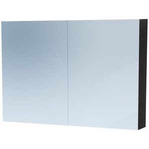 Saniclass Dual Spiegelkast - 100x70x15cm - 2 links- rechtsdraaiende spiegeldeur - MFC - black wood 7773