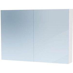 Saniclass Dual Spiegelkast - 100x70x15cm - 2 links- rechtsdraaiende spiegeldeur - MDF - hoogglans wit 7768