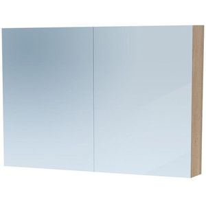 BRAUER Dual Spiegelkast - 100x70x15cm - 2 links- rechtsdraaiende spiegeldeur - MFC - legno calore 7770