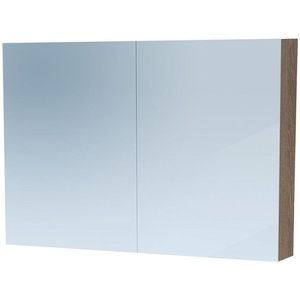 Saniclass Dual Spiegelkast - 100x70x15cm - 2 links- rechtsdraaiende spiegeldeur - MFC - legno viola 7771