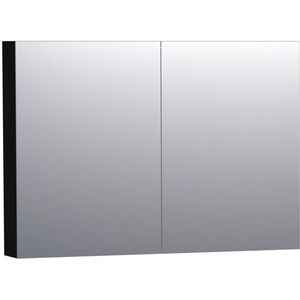 Saniclass Dual Spiegelkast - 100x70x15cm - 2 links- rechtsdraaiende spiegeldeur - MDF - mat zwart 7183