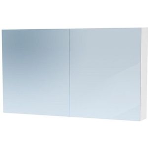 Saniclass Dual Spiegelkast - 120x70x15cm - 2 links- rechtsdraaiende spiegeldeur - MDF - hoogglans wit 7774