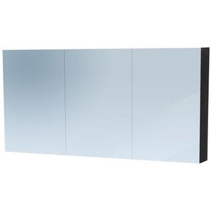 Saniclass Dual Spiegelkast - 140x70x15cm - verlichting - geintegreerd - 3 links- rechtsdraaiende spiegeldeur - MFC - black wood 7785