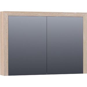 BRAUER Rise spiegelkast - 100x70x15cm - zonder verlichting - 2 dubbelzijdige spiegeldeuren - lamellen eiken wit SK-RI100LEW