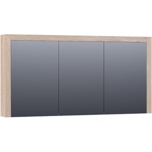 BRAUER Rise spiegelkast - 140x70x15cm - zonder verlichting - met 3 dubbelzijdige spiegeldeuren - lamellen eiken wit SK-RI140LEW