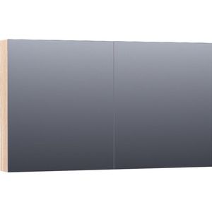BRAUER Impress spiegelkast - 120x70x15cm - zonder verlichting - 2 dubbelzijdige spiegeldeuren - lamellen eiken wit SK-IM120LEW