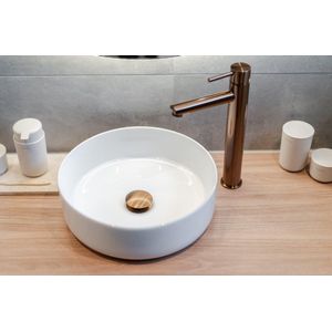 Saniclass Lavandero Opbouwwaskom - 36x36x12cm - Zonder Overloop - Rond - Keramiek - Glans Wit