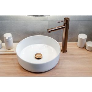 Saniclass Lavandero Opbouwwaskom - 36x36x12cm - Zonder Overloop - Rond - Keramiek - Glans Wit