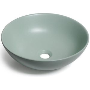 Saniclass Pastello Verde Waskom opbouw - 40x40x15cm - zonder overloop - rond - keramiek - mat Verde 8030