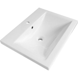 Saniclass - Bari - Wastafel - Wit - Keramiek - 1 Wasbak - 1 Kraangat
