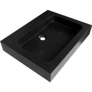 Brauer Lava Meubelwastafel 60x46cm Natuursteen - Zonder Kraangat - Rechthoekig - 8720359351401 - Wastafels - Meubelwastafels
