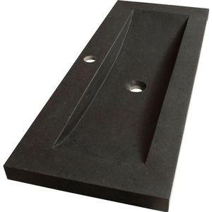 BRAUER Corestone small Meubelwastafel - 100x40x5cm - zonder overloop - wasbak midden - 1 kraangat - natuursteen - basalt WT-MAO1001AN