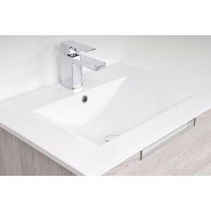 Brauer Frost Meubelwastafel 61x46cm Keramiek Wit - 1 Kraangat - Rechthoekig - 8720359351845 - Wastafels - Meubelwastafels