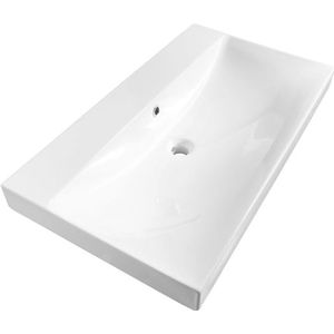 Brauer Aurora Meubelwastafel 81x46cm Keramiek Wit - Zonder Kraangat - Rechthoekig - 8720359355140 - Wastafels - Meubelwastafels