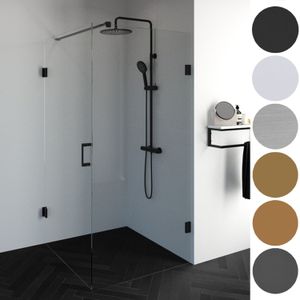 Brauer 4JC9 Douchecabine Zij-instap 140x100cm Mat Zwart - Veiligheidsglas - Douche - Douchecabines - 8720359355997