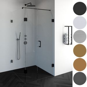 Brauer JC profielloze douchecabine 140x90cm 3-delig geborsteld RVS