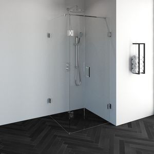 Douchecabine compleet just creating profielloos 3-delig dubbel draaibaar 90x90 cm chroom